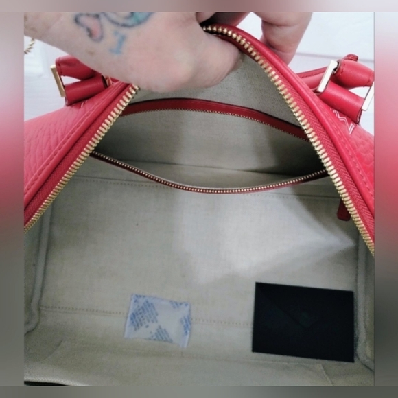 MCM Limited Edition Red And White Visetos Satchel With The Matching Wallet - Picture 12 of 16